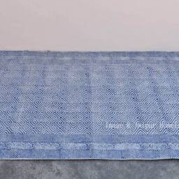 Handblock Printed Indian Cotton Rug, Bohemian Decor - 5x8 Ft - thumbnail 2