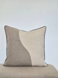 Linen Cushion Cover, Clearance Sale, Artisan Abstract Design Natural Scatter Decorative Cushions - thumbnail 1