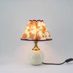 Handmade Orange Floral Table Lamp Scallop Fabric Shade, Ceramic Base-130# - thumbnail 4