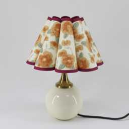 Handmade Orange Floral Table Lamp Scallop Fabric Shade, Ceramic Base-130# - thumbnail 2
