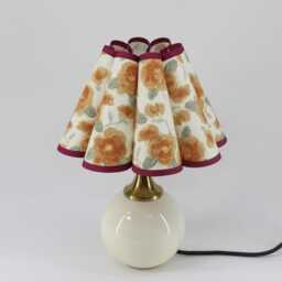 Handmade Orange Floral Table Lamp Scallop Fabric Shade, Ceramic Base-130# - thumbnail 3