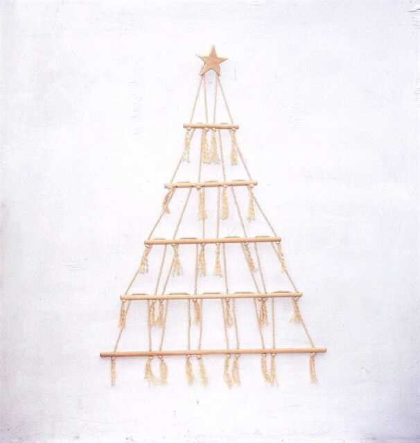 Macrame Christmas Tree Wall Hanging With Wooden Star - image 1