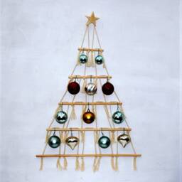 Macrame Christmas Tree Wall Hanging With Wooden Star - thumbnail 2