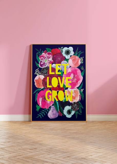 Let Love Grow Print, Inspirational Flower Quote Flower Print - image 1