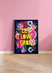 Let Love Grow Print, Inspirational Flower Quote Flower Print - thumbnail 1