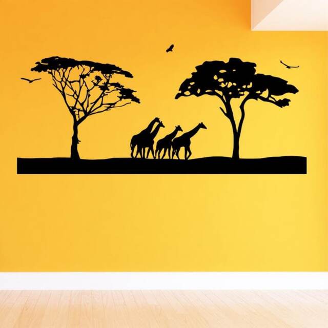 Safari Wall Decal - African Mural Scene Home Decor Vwaq - image 1