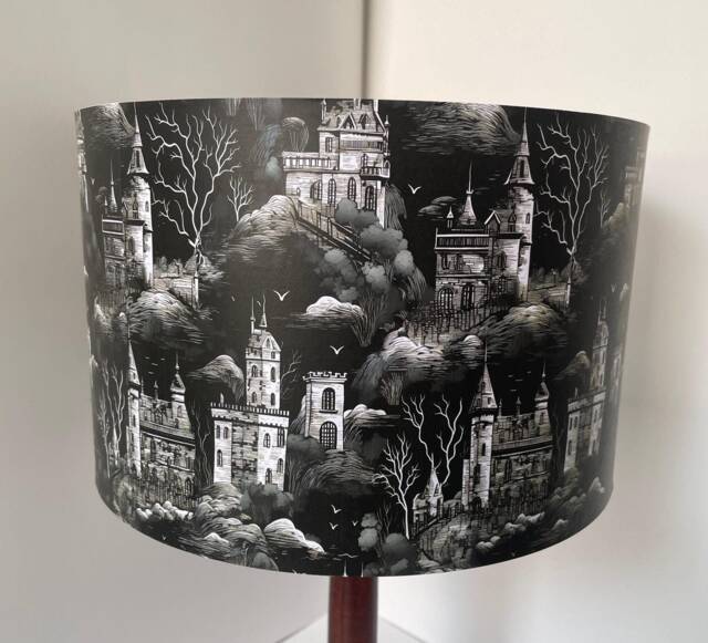 Castles Lampshade, Light Shade, Halloween, Gothic , Black & White, Spooky Etoile, Free Gift - image 1