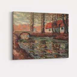 Rustic Stone Bridge Woodland Stream Impressionist Landscape Canvas Wall Art Print Decor Picture Ready To Hang - thumbnail 1