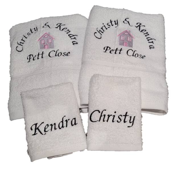 Personalised 4 Piece New Home Towel Set Embroidered Towels 2 Hand & Face