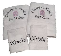 Personalised 4 Piece New Home Towel Set Embroidered Towels 2 Hand & Face