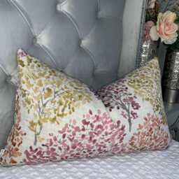 "Handmade Floral Cushion Cover in John Lewis Leckford Trees Fabric - Decorative Lumbar Pillow 12"" X 20"