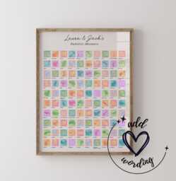 Bucket List - Personalised Scratch Off Map Hand Drawn Watercolour World Atlas Colourful Bucketlist - thumbnail 1