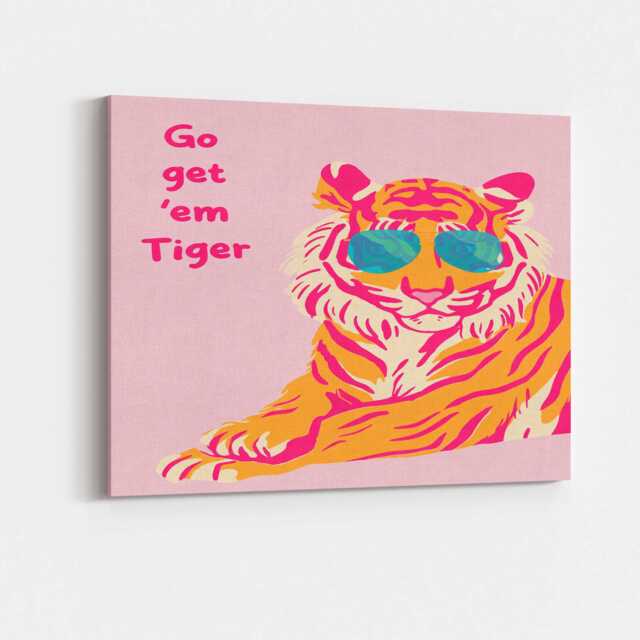 Go Get Em Tiger Canvas Wall Art Maximalist Bold Colourful Abstract Motivational Aesthetic Living Room Office Luxury Pop Cool Print - image 1