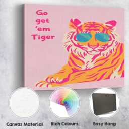 Go Get Em Tiger Canvas Wall Art Maximalist Bold Colourful Abstract Motivational Aesthetic Living Room Office Luxury Pop Cool Print - thumbnail 4