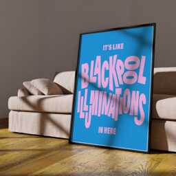 Blackpool Illuminations in Here - Jumbled Typography Wall Art Funny Northern Quote Poster Bold Pink & Blue British Humour Home Decor - thumbnail 3