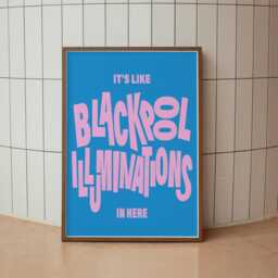 Blackpool Illuminations in Here - Jumbled Typography Wall Art Funny Northern Quote Poster Bold Pink & Blue British Humour Home Decor - thumbnail 2