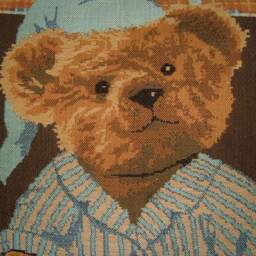 Blue Teddy Night Time Woven Tapestry Cushion Cover Sham - thumbnail 2