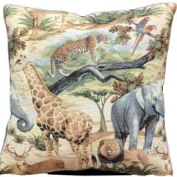 Safari Woven Tapestry Cushion Cover Jungle Animals Throw Pillow - 18x18 - thumbnail 3