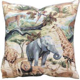 Safari Woven Tapestry Cushion Cover Jungle Animals Throw Pillow - 18x18 - thumbnail 2