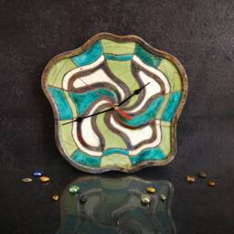 Raku Ceramic Wall Clock - Modern Abstract With Numberless Dial Organic Wavy Design Handmade Italian Pottery ?? 10 - thumbnail 3