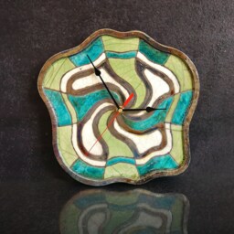 Wall Raku Ceramic Clock With Abstract Liberty Decoration, No Number Wall Wavy Profile, Large Dial Diameter Max 27 cm - 10 - thumbnail 3