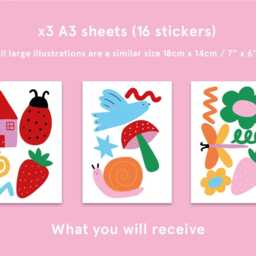 Large Colourful Doodle Fabric Wall Stickers For Girls Nursery - Peel & Stick Removable Decals - thumbnail 3