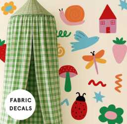 Large Colourful Doodle Fabric Wall Stickers For Girls Nursery - Peel & Stick Removable Decals - thumbnail 1