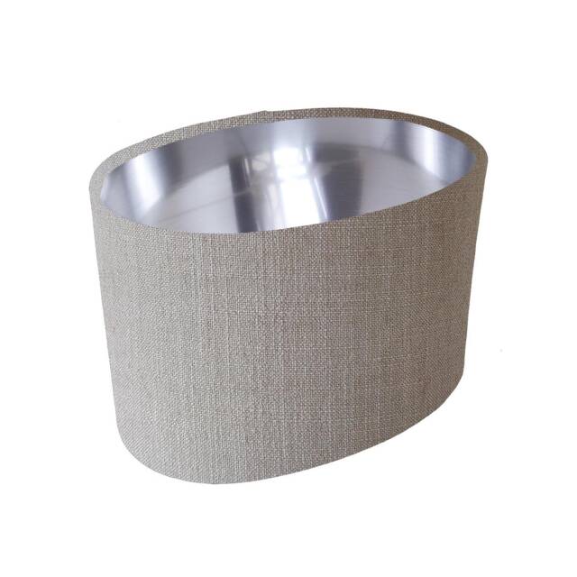 Feather Grey Oval Lampshade in Linen With Silver Lining - image 1