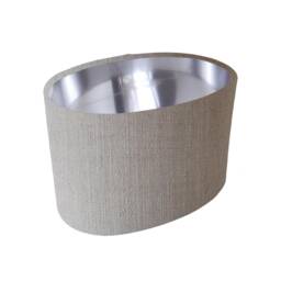 Feather Grey Oval Lampshade in Linen With Silver Lining - thumbnail 1