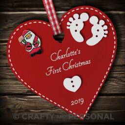 Personalised Baby's 1st First Christmas Bauble Wooden Heart Tree Ornament Or Magnet Gift For Boy Girl - thumbnail 3
