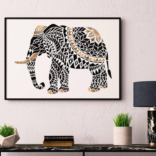 Tribal Elephant Wall Art Stencil - Diy Design Geometric For Home Makeovers - image 1