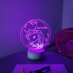 Personalised Unicorn Led Night Light Remote Controlled, Laser Engraved - thumbnail 1