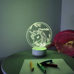 Personalised Unicorn Led Night Light Remote Controlled, Laser Engraved - thumbnail 3