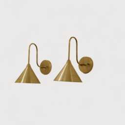 Pair Of Elegant Brass Cone Wall Sconce Mid Century Minimalist Vintage Lamp - thumbnail 1