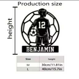 Personalised Soccer Boy Metal Sign - Custom Name & Number Football Wall Art Player Decor Kids Room Sports Bedroom Wa - thumbnail 4