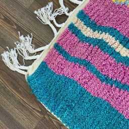 Electric Oasis Abstract Rug - Violet, Turquoise, Gold Wool - Custom Size - thumbnail 4