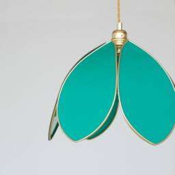 Simple Flower Pendant Light - Emerald & Gold - thumbnail 3