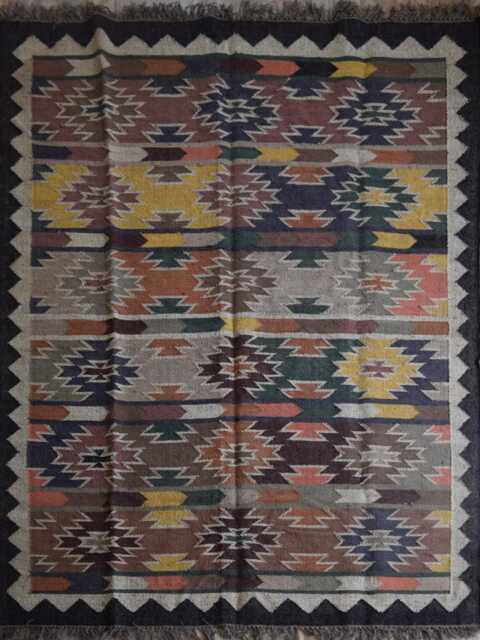 Handwoven Wool Jute Rug - Multicolour Kilim For Living Room, Bedroom & Hallway - image 1