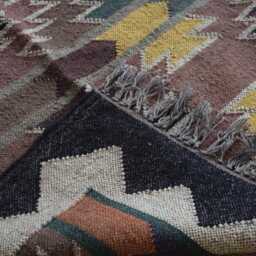 Handwoven Wool Jute Rug - Multicolour Kilim For Living Room, Bedroom & Hallway - thumbnail 2