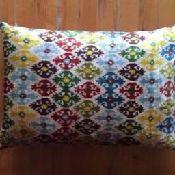 Handwoven Fabric Silk Ikat Velvet Pillow Cover Rainbow Ethnic Spots - thumbnail 2
