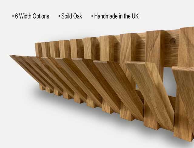 Handmade Oak Flip Down Hook Coat Rack 200mm High Modern Hallway Decor - image 1