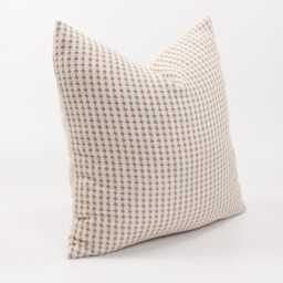 Earthy Brown & Ivory Cotton Linen Throw Pillow Cover - thumbnail 3