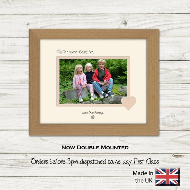 Godfather Photo Frame Special Godparent Gift, Double Mounted Landscape 716F Or Portrait 1074F - image 1