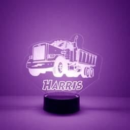 Light Up Dump Truck, Custom Engraved Night Light, Personalized Free, 16 Color Options With Remote Control, Kids Room Truck - thumbnail 4