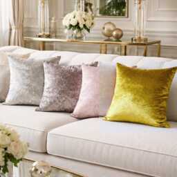 Handmade Crushed Velvet Cushion Covers Pink, Gold, & Dusty Rose - 18x18 - thumbnail 1