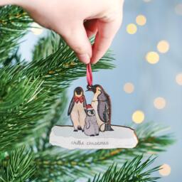 Personalised Penguin Family Christmas Decoration - Custom Holiday Ornament, Keepsake, Gift, Traditional - thumbnail 1