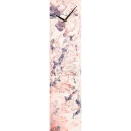 White & Orange Modern Wall Clock With Lighting, Tall Glass Unique Decor Vertical Clock, Unusual Abstract Art - thumbnail 3