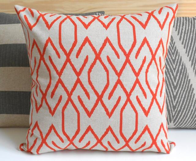 Red Orange Geometric Ikat Decorative Pillow Cover - image 1