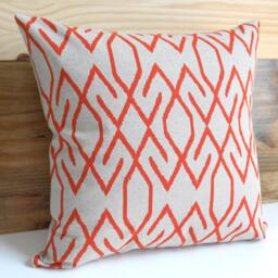 Red Orange Geometric Ikat Decorative Pillow Cover - thumbnail 4