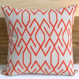 Red Orange Geometric Ikat Decorative Pillow Cover - thumbnail 3
